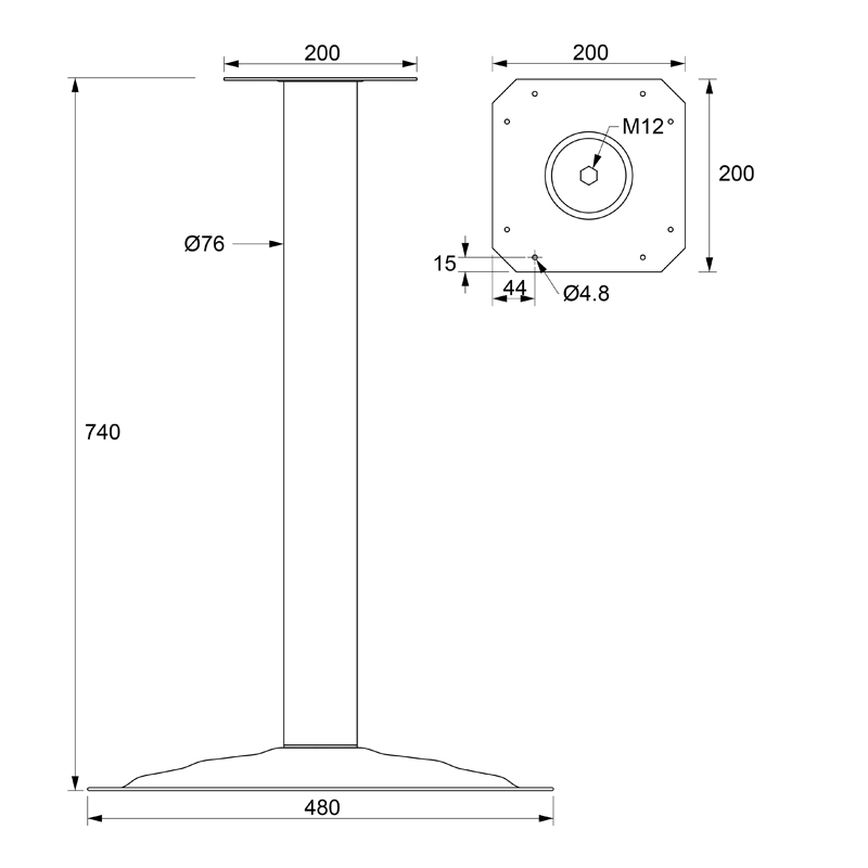 SINGLE LEG D.480 / H.740 / BLACK